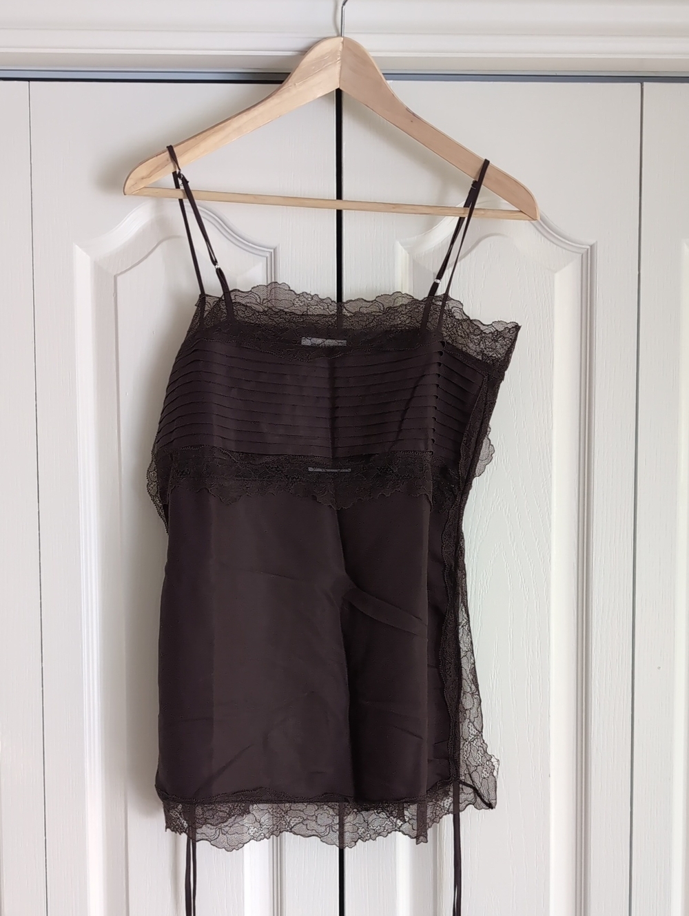 H&M Edition Trim Satin Cami In Deep Brown
